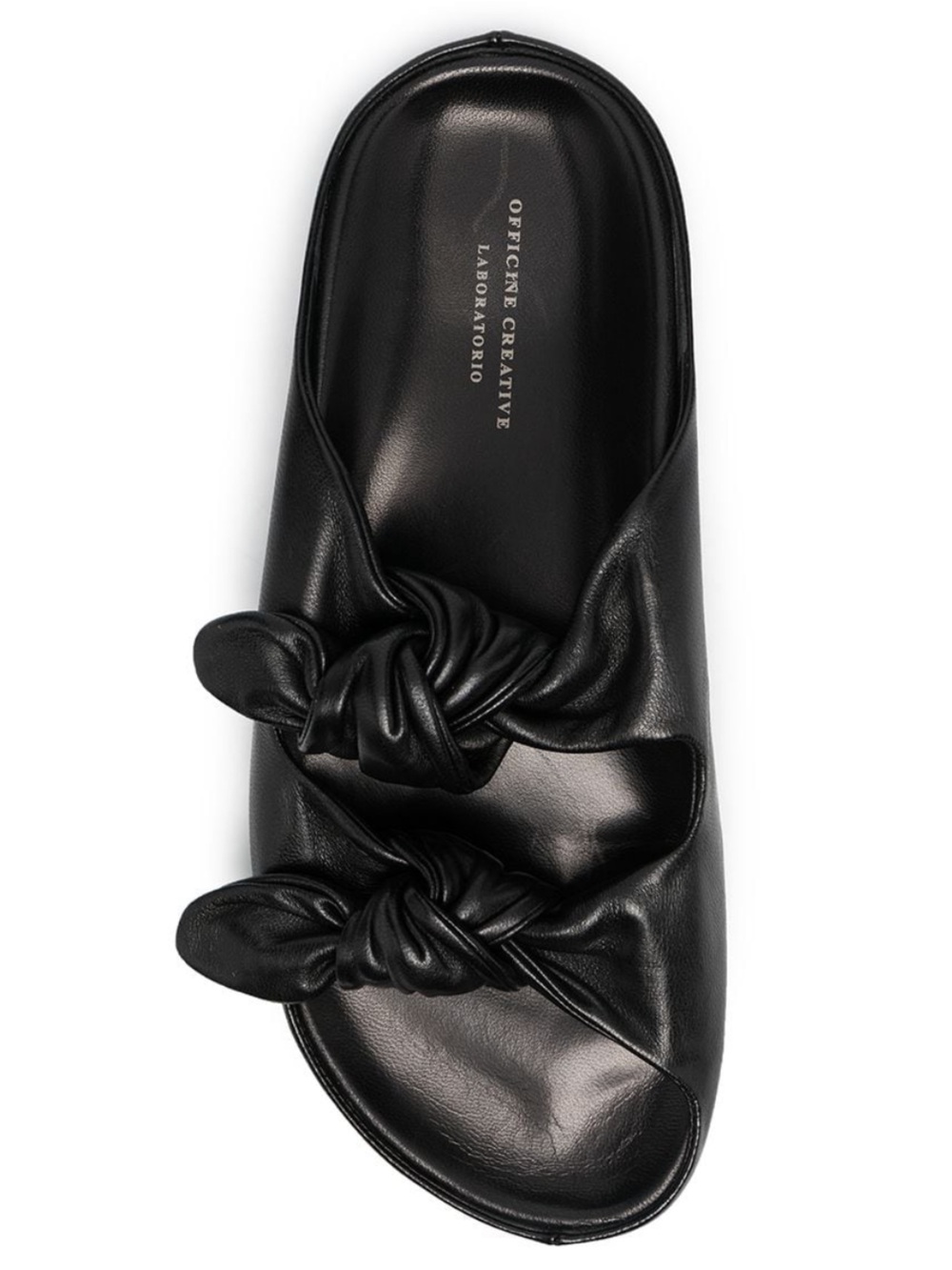 Officine Creative Pelagie Knotted Leather Slides in Black | 37